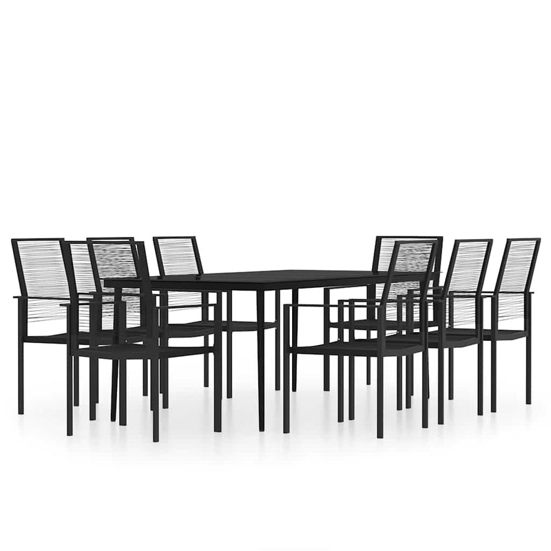 Set mobilier de grădină, 9 piese, negru