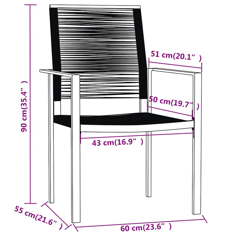 Set mobilier de grădină, 9 piese, negru
