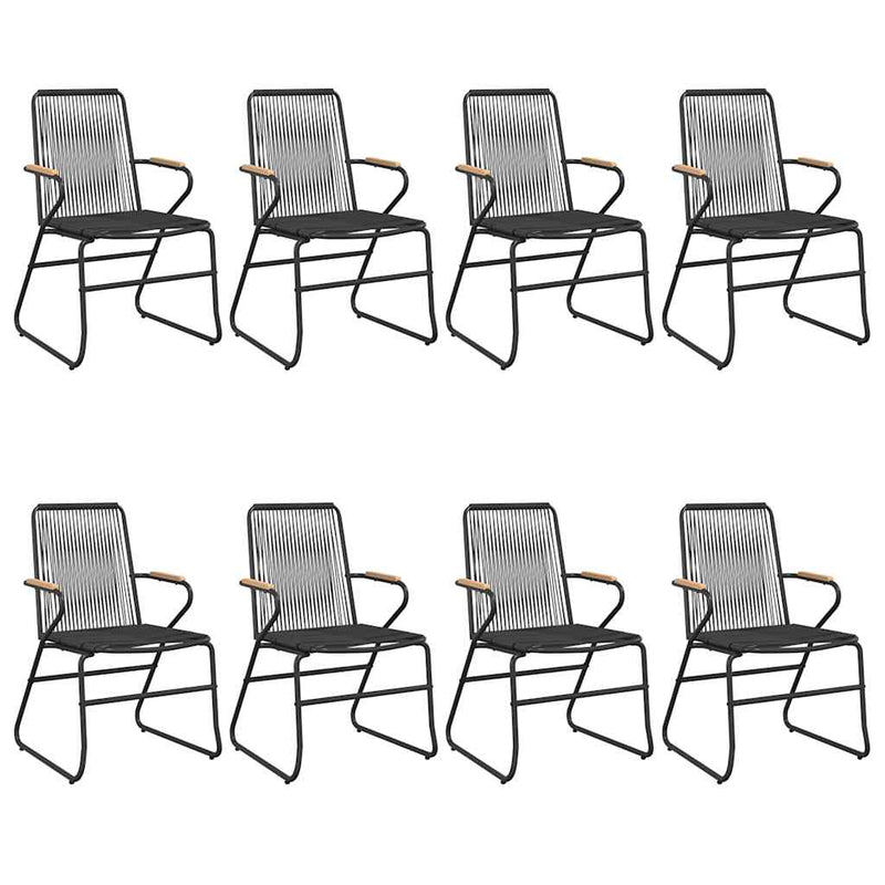 Set cu masă pentru grădină, 9 piese, negru, ratan PVC