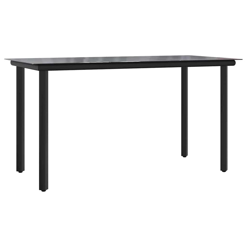 Set cu masă pentru grădină, 9 piese, negru, ratan PVC