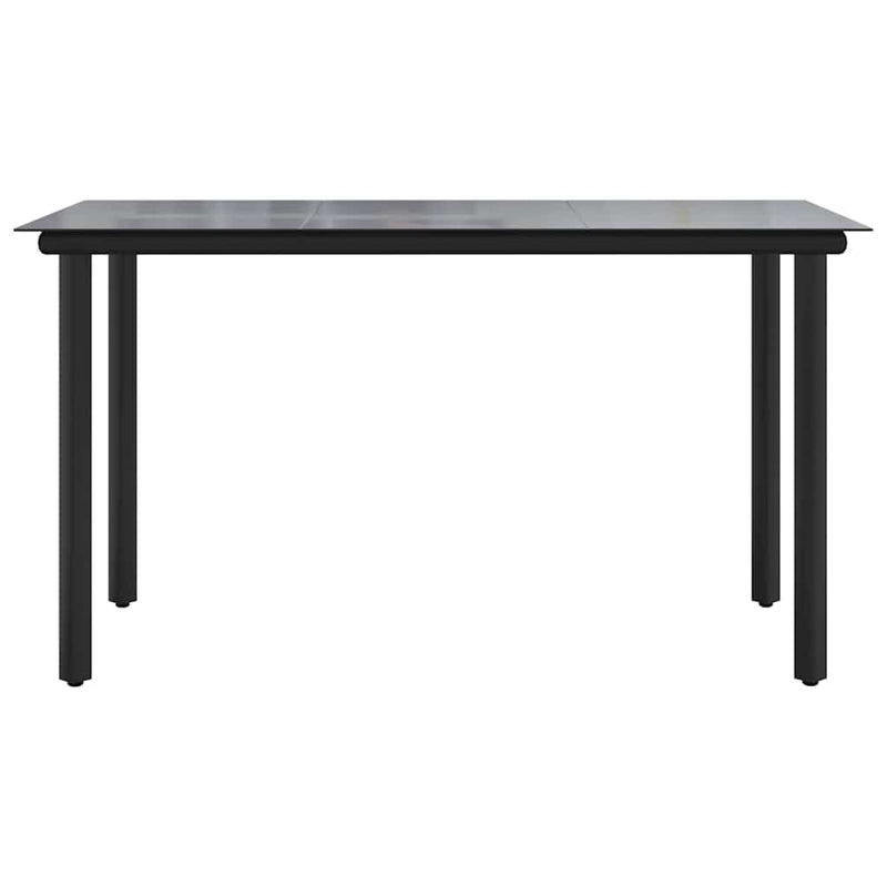Set cu masă pentru grădină, 9 piese, negru, ratan PVC