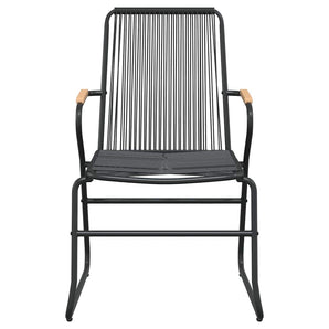 Set cu masă pentru grădină, 3 piese, PVC negru, ratan