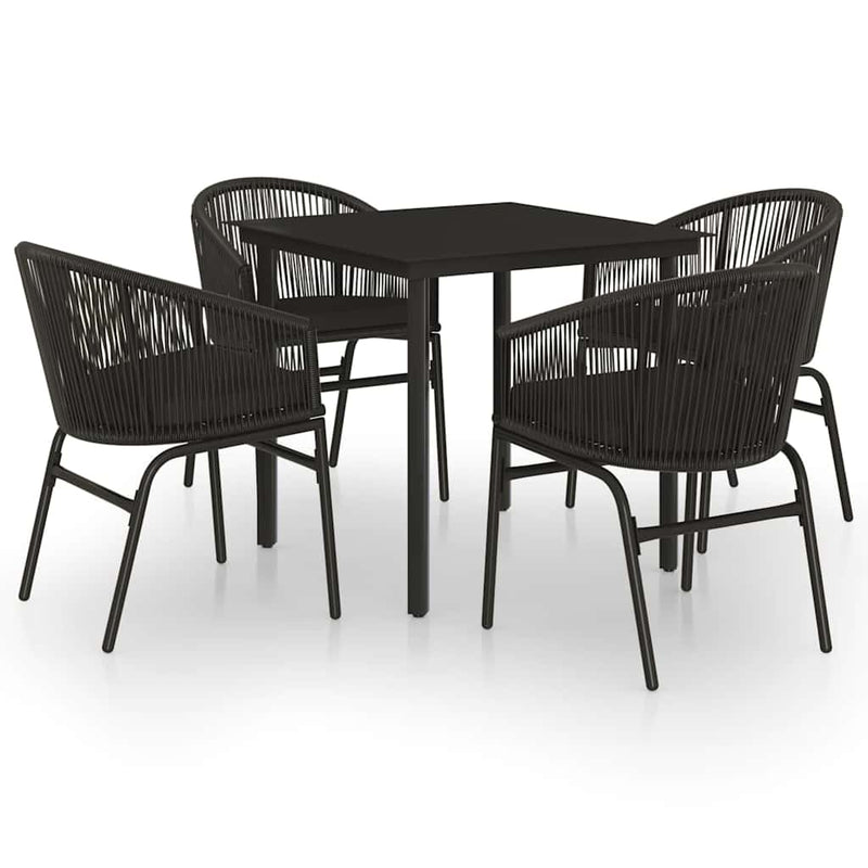 Set de servit masa pentru grădină, 5 piese, negru