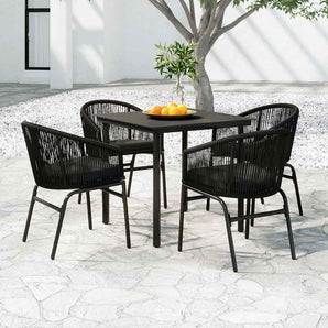Set de servit masa pentru grădină, 5 piese, negru