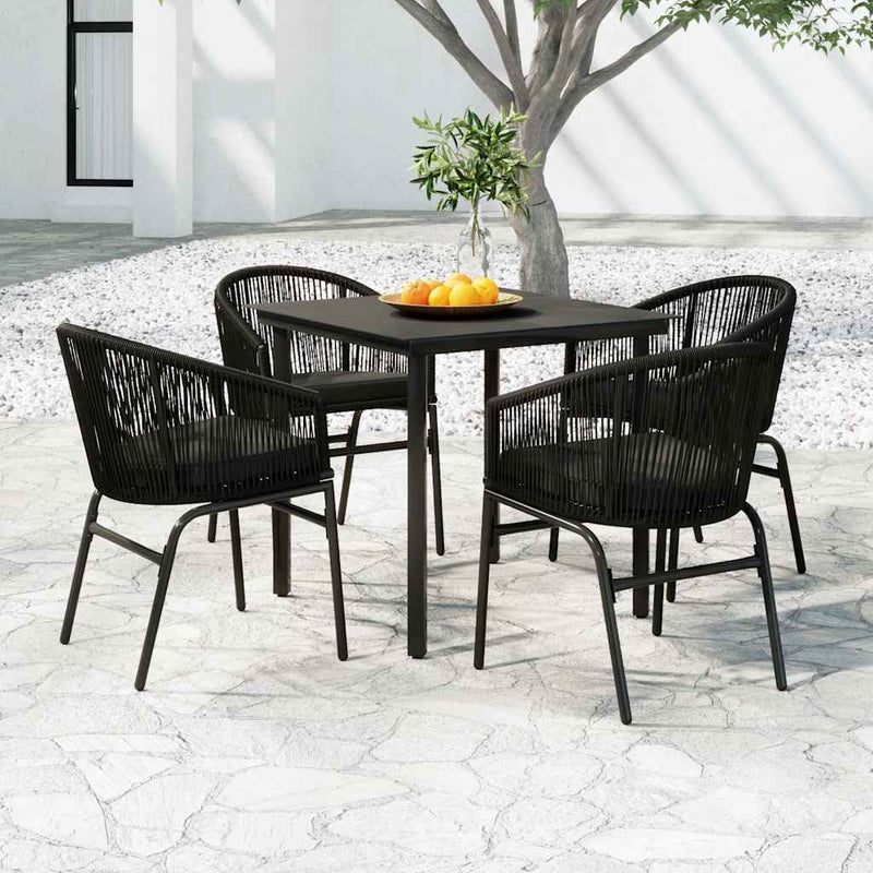 Set de servit masa pentru grădină, 5 piese, negru