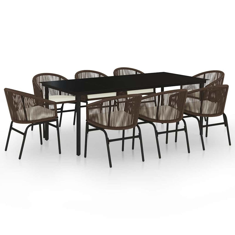 Set de mobilier pentru grădină, 9 piese, maro
