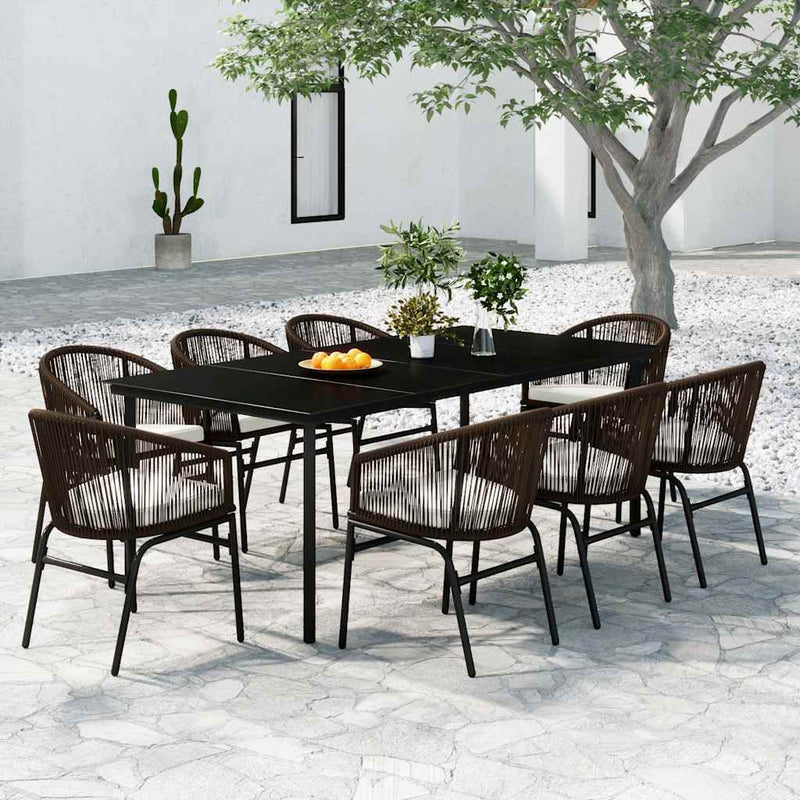 Set de mobilier pentru grădină, 9 piese, maro