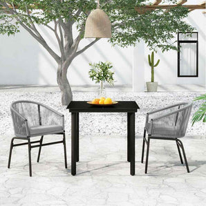 Set mobilier de grădină, 3 piese, gri