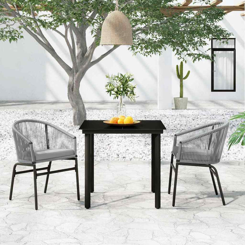 Set mobilier de grădină, 3 piese, gri