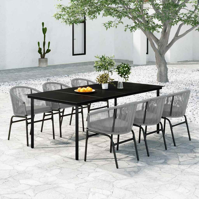 Set mobilier de grădină, 7 piese, gri