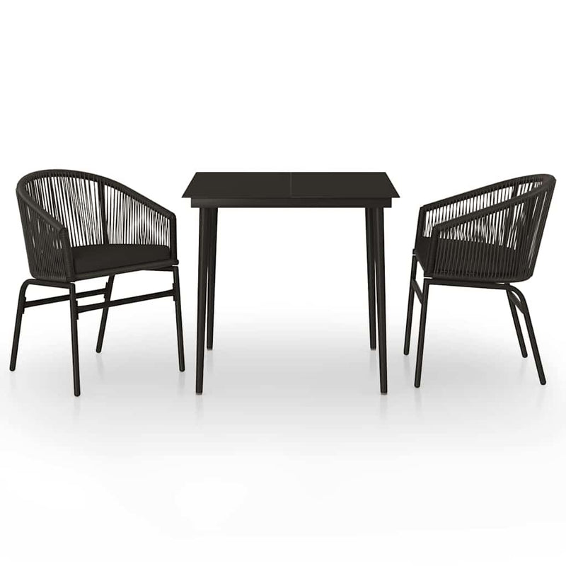 Set de mobilier pentru grădină, 3 piese, negru