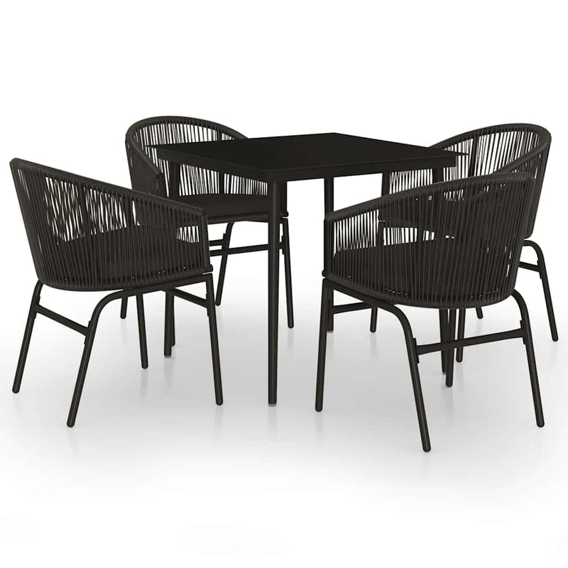 Set de servit masa pentru grădină, 5 piese, negru