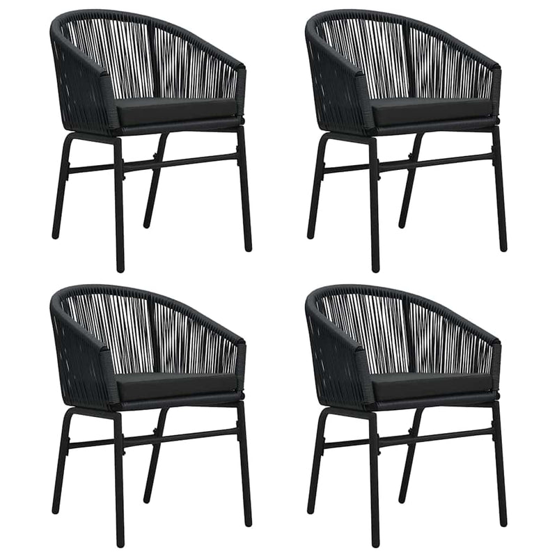 Set de servit masa pentru grădină, 5 piese, negru