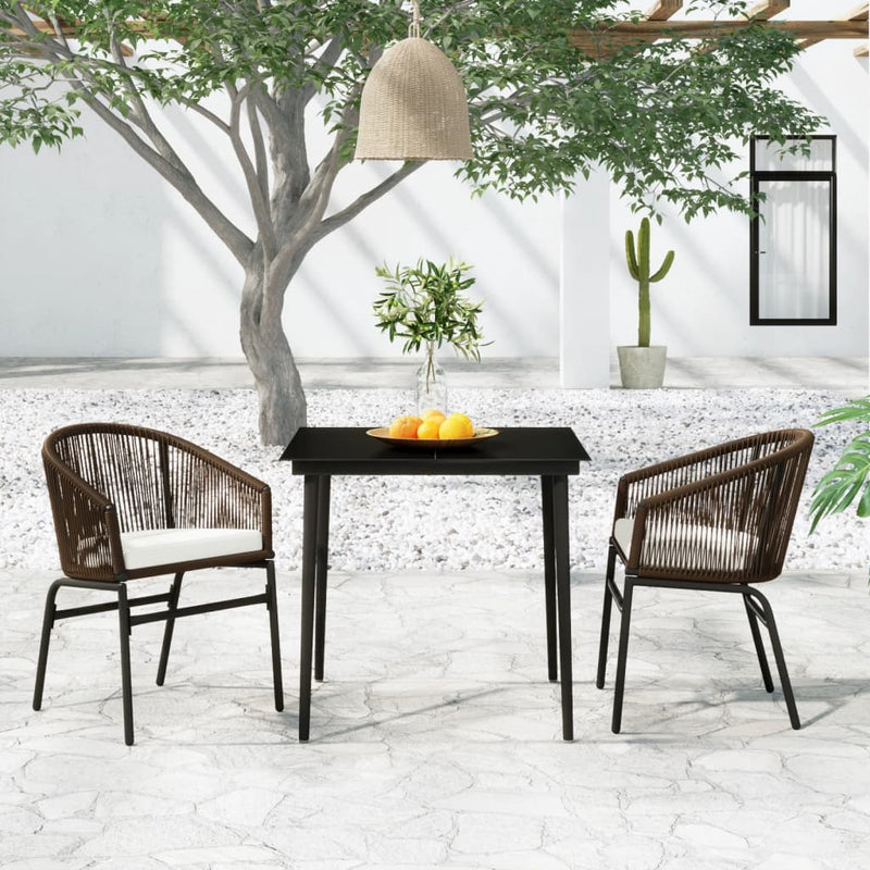 Set de mobilier pentru grădină, 3 piese, maro
