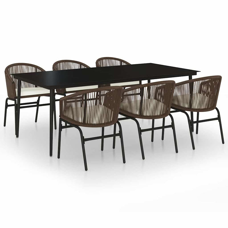 Set de mobilier pentru grădină, 7 piese, maro