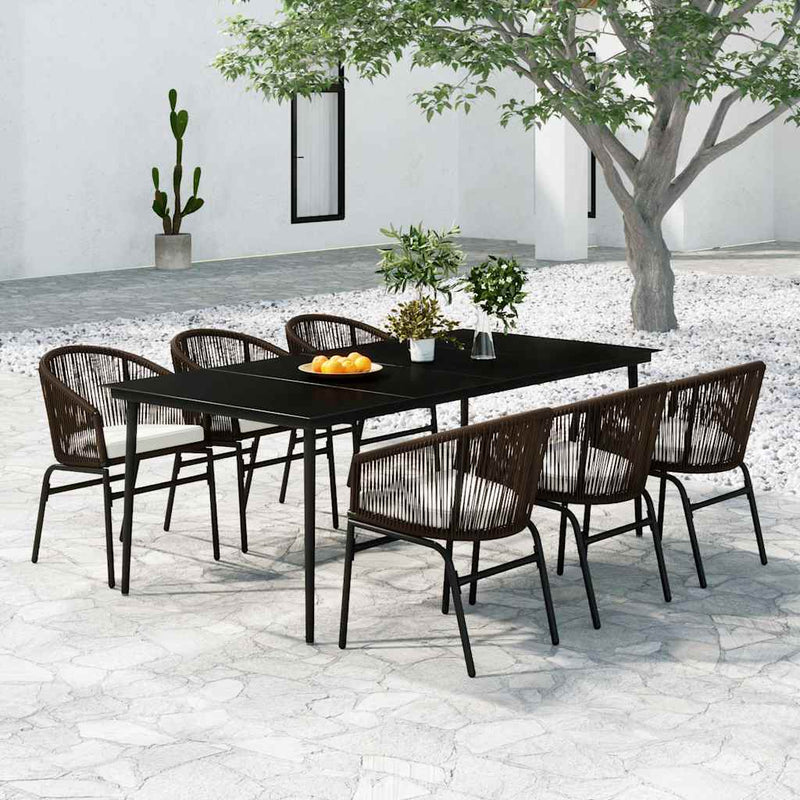 Set de mobilier pentru grădină, 7 piese, maro