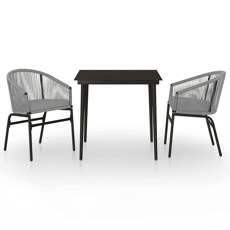 Set mobilier de grădină, 3 piese, gri