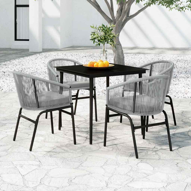 Set mobilier de grădină, 5 piese, gri