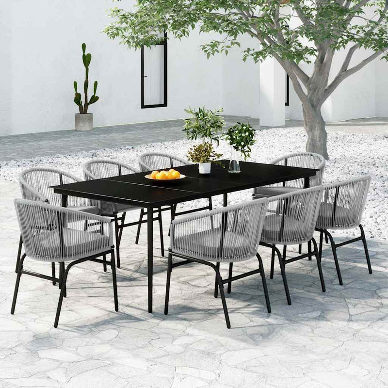 Set mobilier de grădină, 9 piese, gri