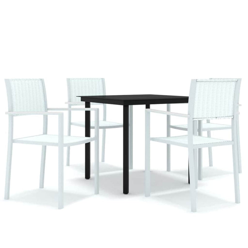 Set de mobilier de grădină, 5 piese, alb