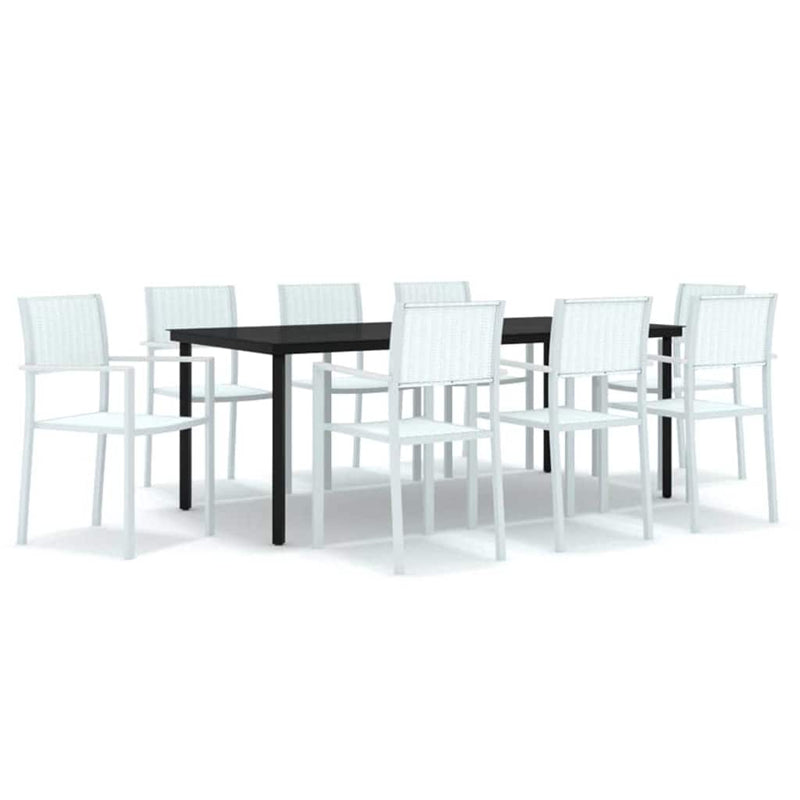Set mobilier pentru grădină, alb, 9 piese