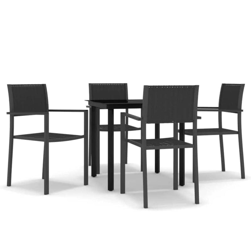 Set de servit masa pentru grădină, 5 piese, negru