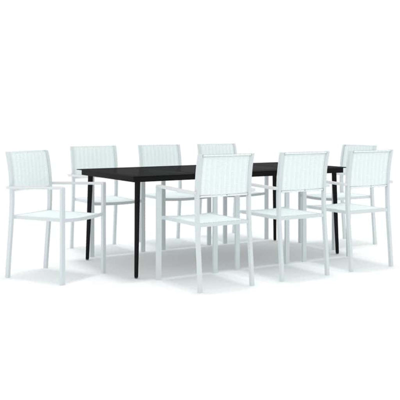 Set mobilier pentru grădină, alb, 9 piese