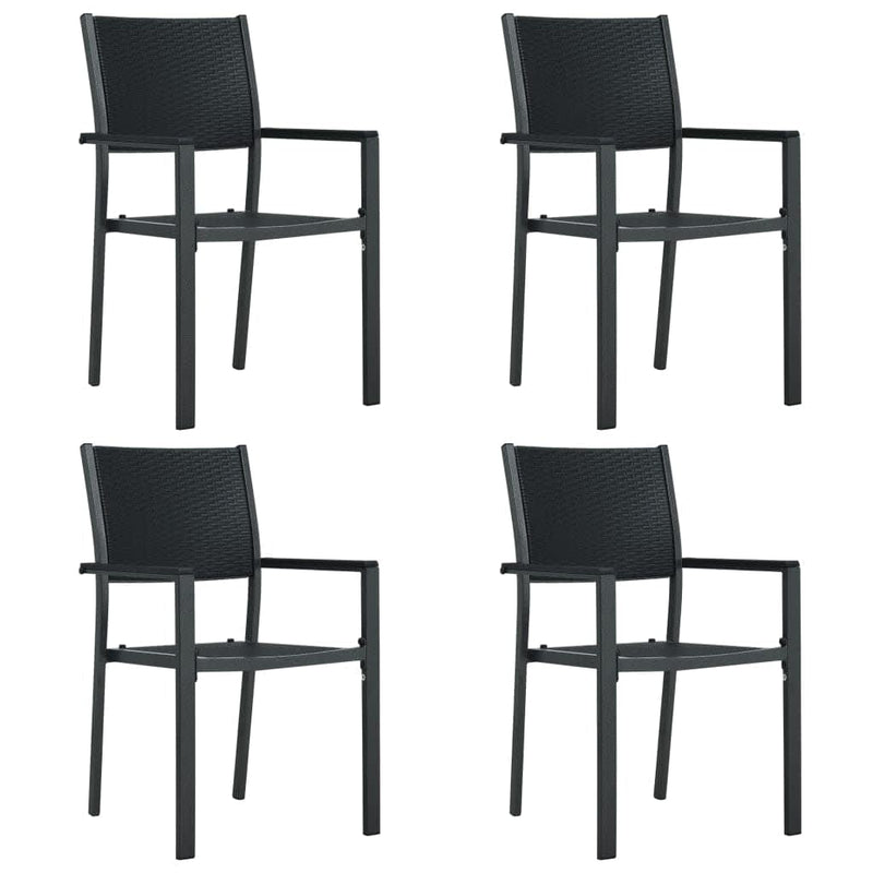 Set de servit masa pentru grădină, 5 piese, negru