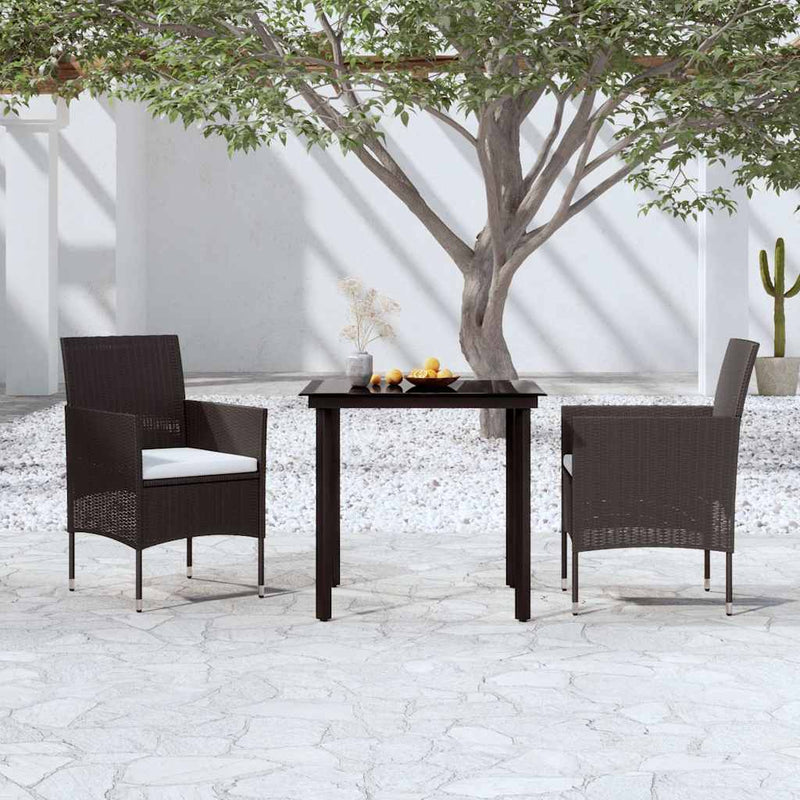 Set mobilier de grădină cu perne, 3 piese, negru