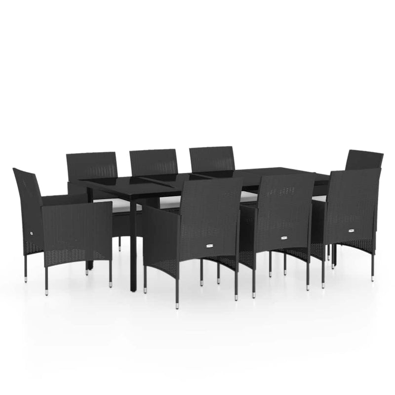 Set mobilier de grădină cu perne, 9 piese, negru