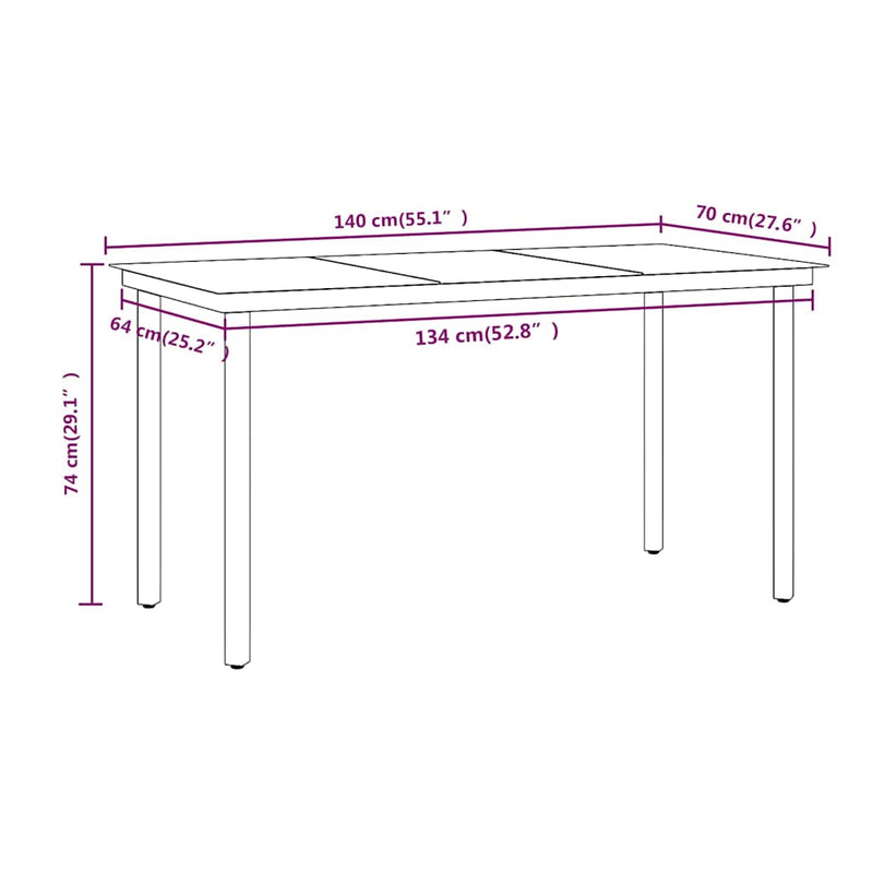 Set de servit masa pentru grădină, 7 piese, gri și negru