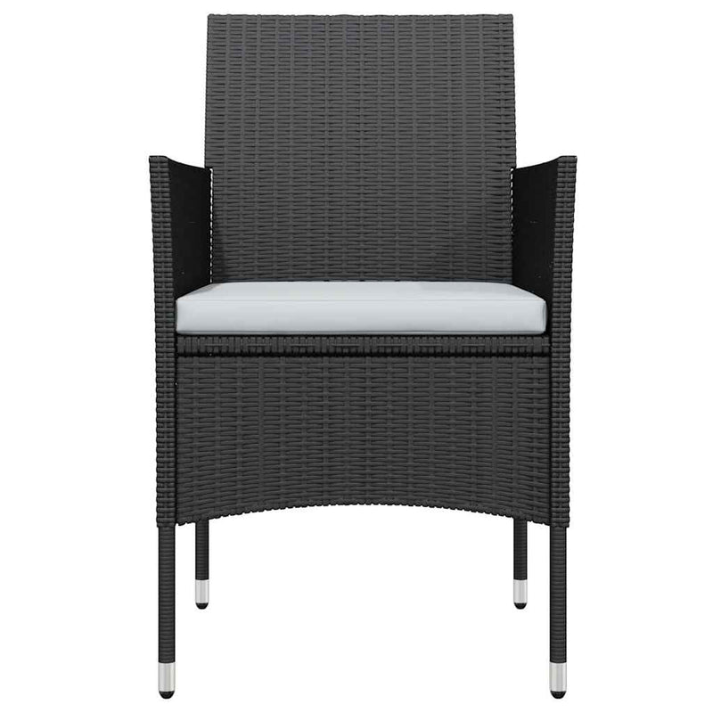 Set de masă pentru grădină, 7 piese, cu perne, negru