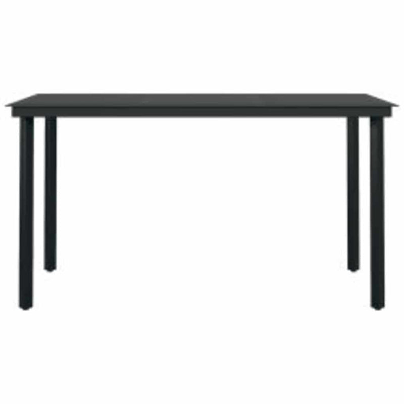 Set masă pentru grădină, 5 piese, cu perne, negru