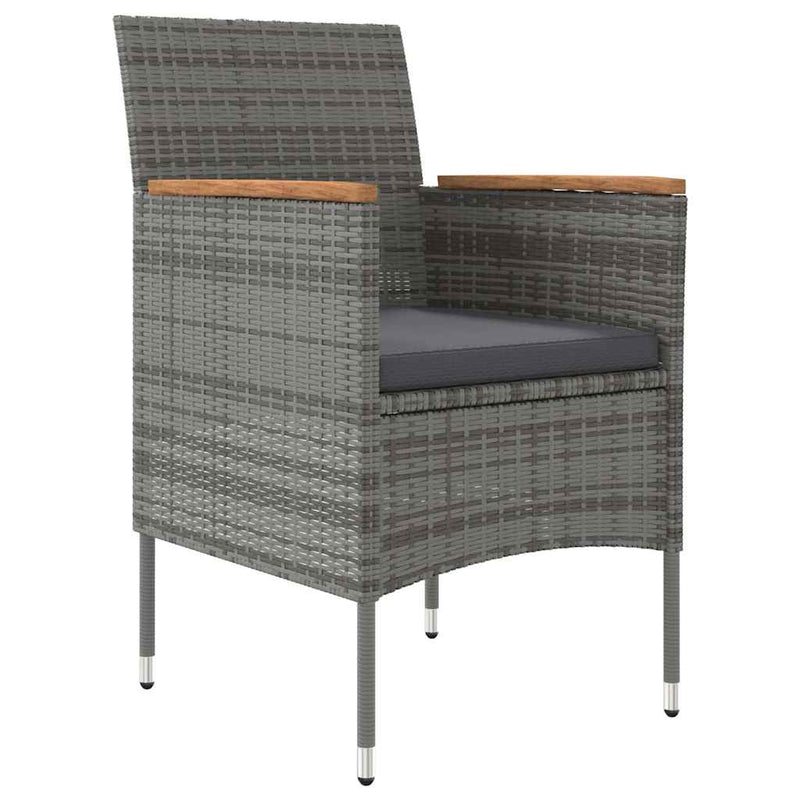 Set mobilier de grădină, cu perne, 3 piese, gri și negru