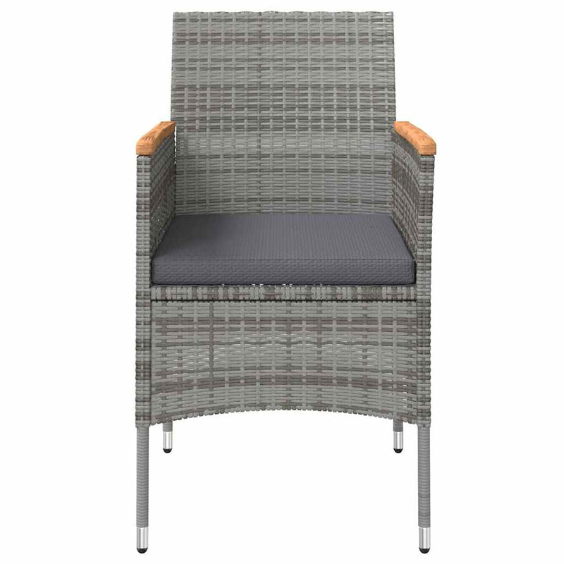 Set mobilier de grădină, cu perne, 3 piese, gri și negru