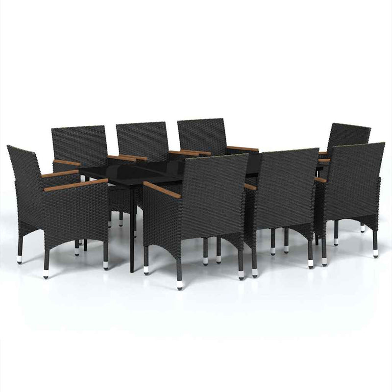 Set mobilier de grădină cu perne, 9 piese, negru