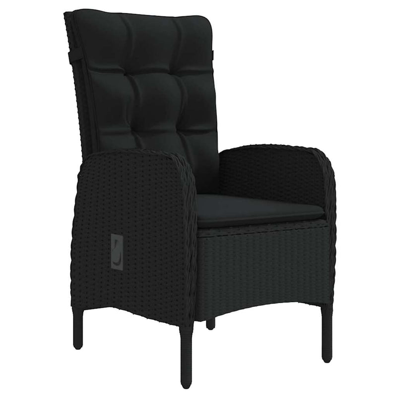 Set mobilier de grădină cu perne, 3 piese, negru