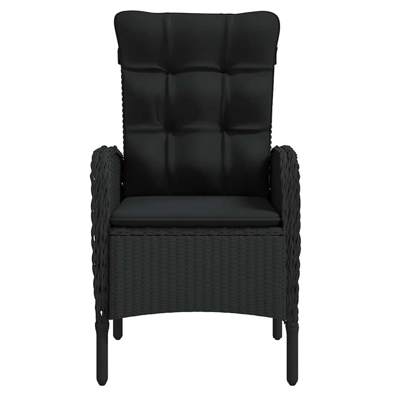 Set de masă pentru grădină, 7 piese, cu perne, negru