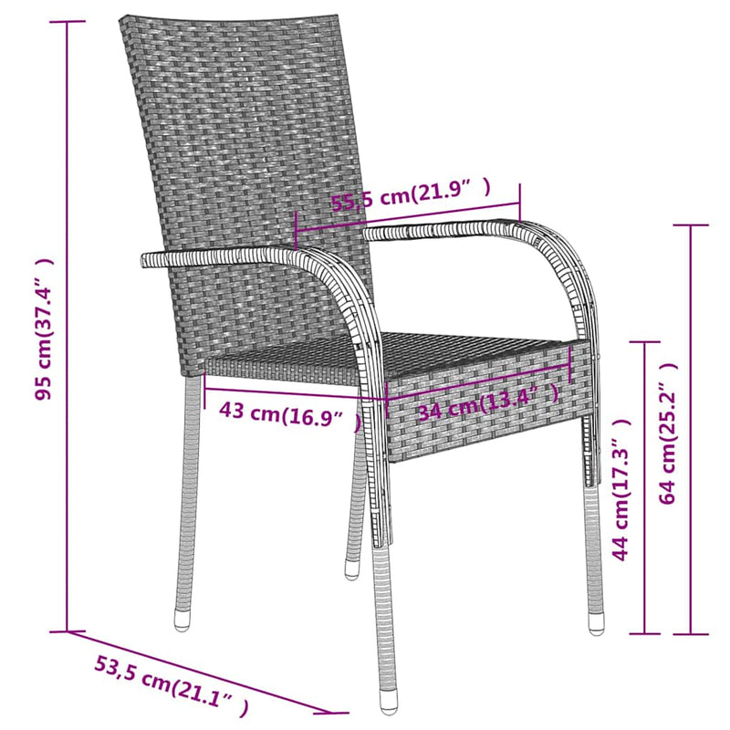 Set de mobilier de grădină, 3 piese, negru