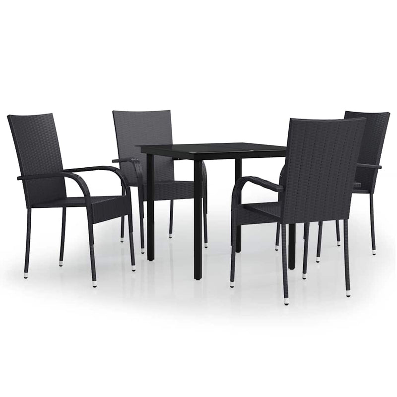 Set mobilier de grădină, 5 piese, negru