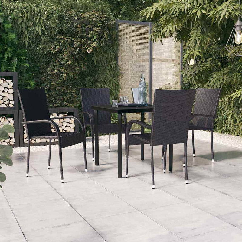 Set mobilier de grădină, 5 piese, negru