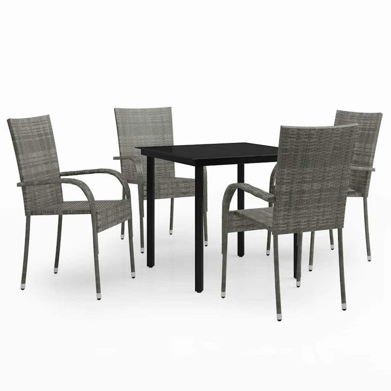 Set mobilier de grădină, 5 piese, gri și negru