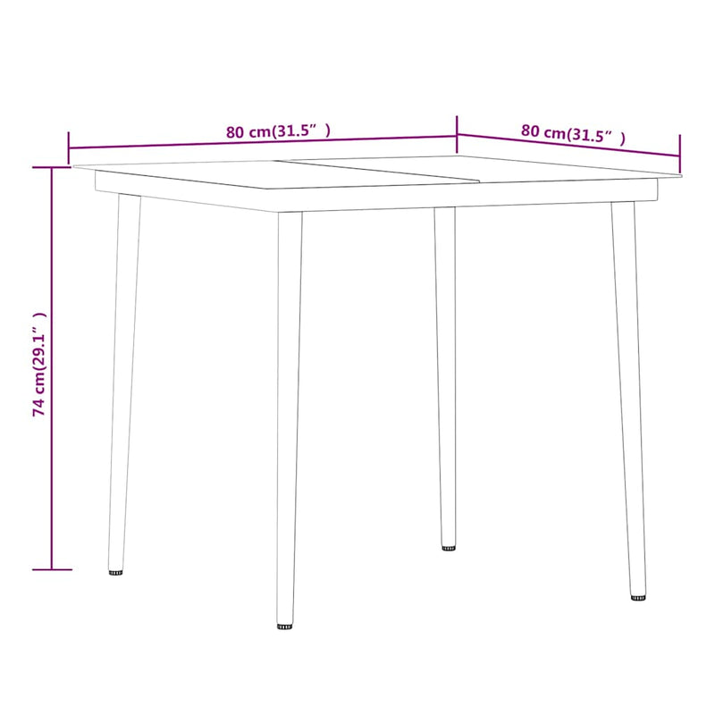 Set de servit masa pentru grădină, 5 piese, negru