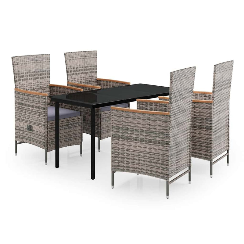 Set mobilier pentru grădină, cu perne, 5 piese, gri