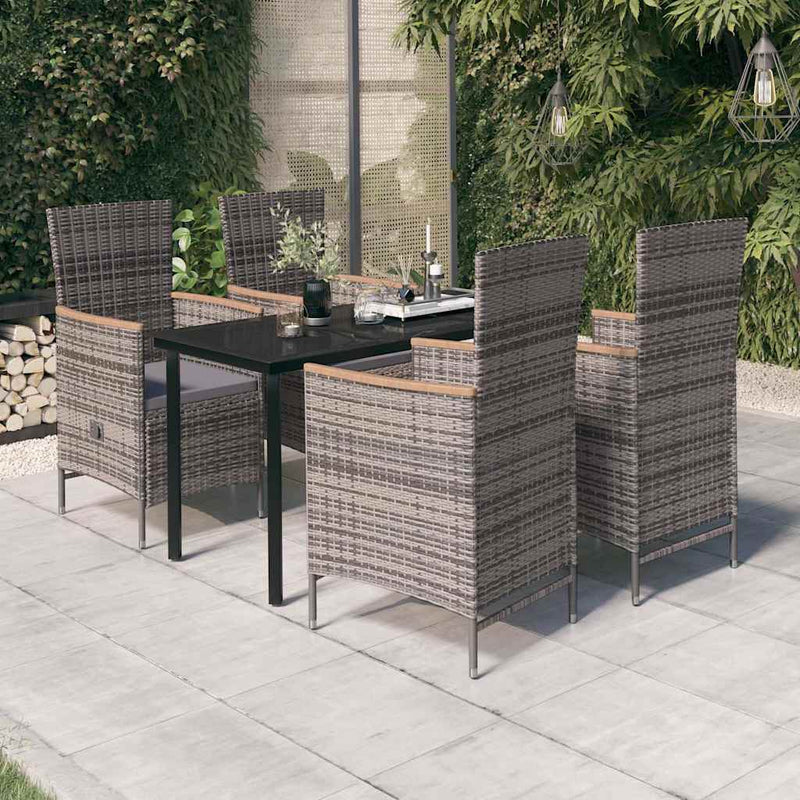 Set mobilier pentru grădină, cu perne, 5 piese, gri