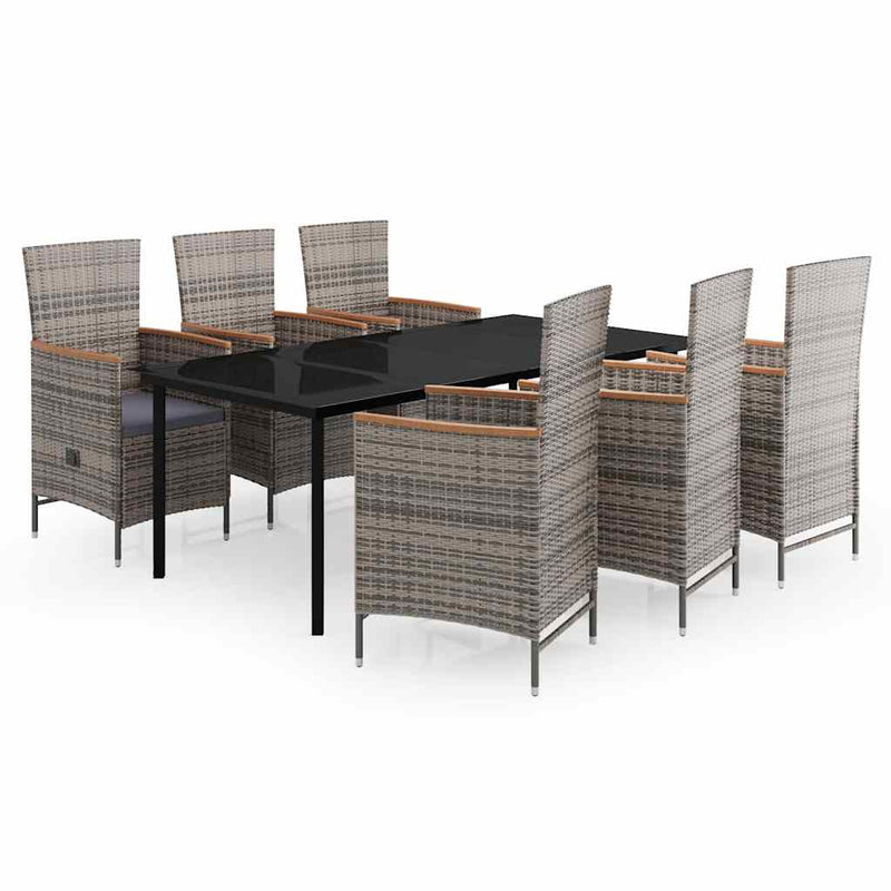 Set mobilier pentru grădină, cu perne, 7 piese, gri