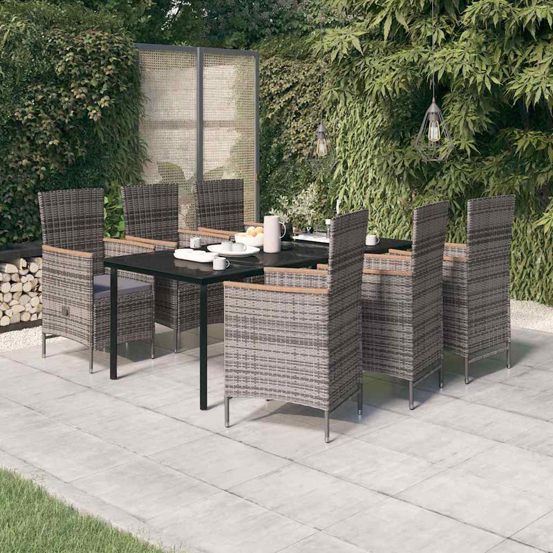 Set mobilier pentru grădină, cu perne, 7 piese, gri