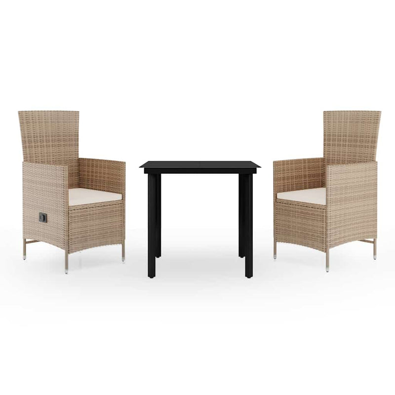 Set mobilier de grădină, cu perne, 3 piese, bej