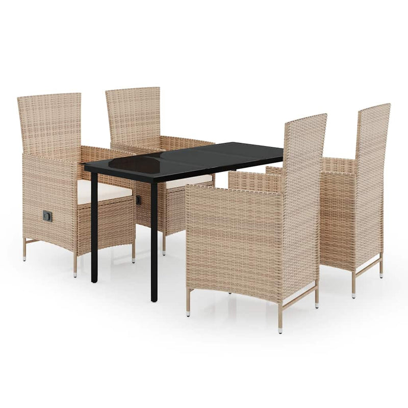 Set mobilier pentru grădină cu perne, 5 piese, bej