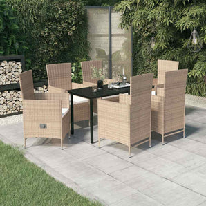 Set mobilier pentru grădină, cu perne, 7 piese, bej